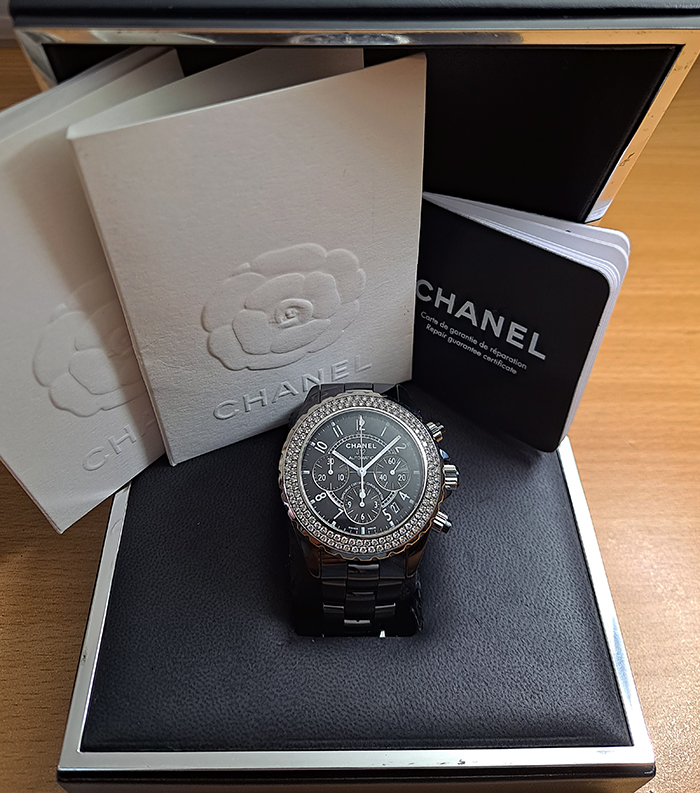 Chanel J12 Diamond Bezel/Ceramic Case Chronograph Ref. H1009